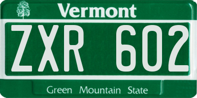 VT license plate ZXR602