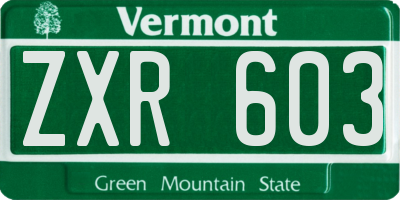 VT license plate ZXR603