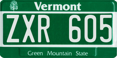 VT license plate ZXR605