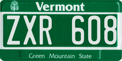 VT license plate ZXR608