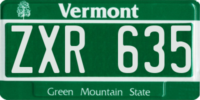 VT license plate ZXR635