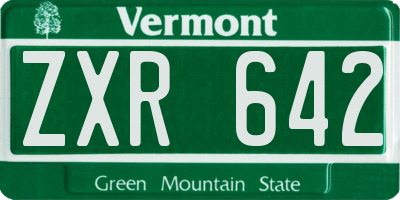 VT license plate ZXR642