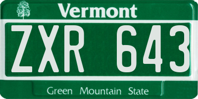VT license plate ZXR643