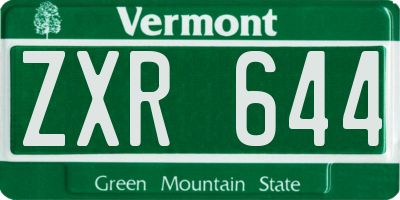 VT license plate ZXR644
