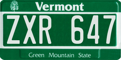 VT license plate ZXR647