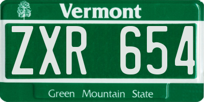 VT license plate ZXR654