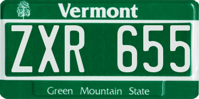 VT license plate ZXR655