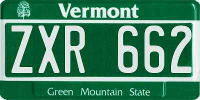 VT license plate ZXR662