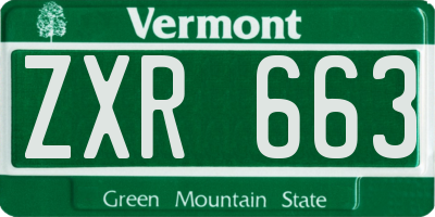 VT license plate ZXR663