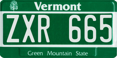 VT license plate ZXR665