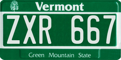 VT license plate ZXR667