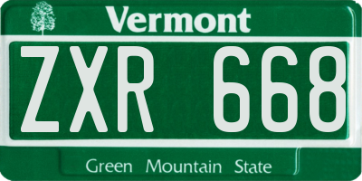 VT license plate ZXR668