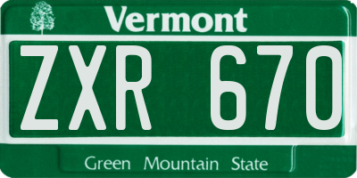 VT license plate ZXR670