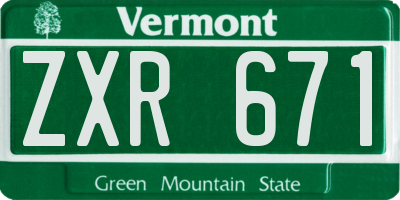 VT license plate ZXR671