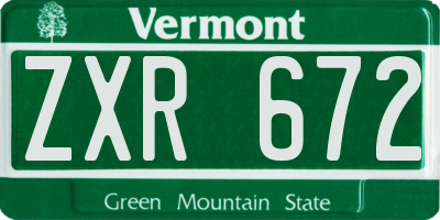 VT license plate ZXR672