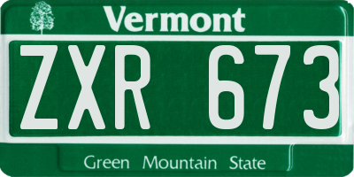 VT license plate ZXR673