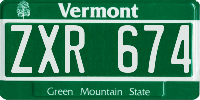 VT license plate ZXR674