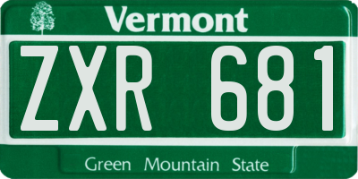 VT license plate ZXR681
