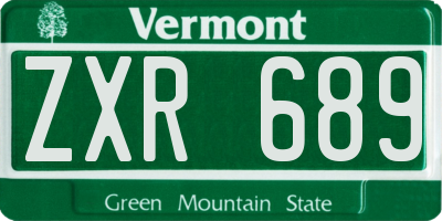 VT license plate ZXR689