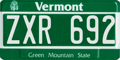 VT license plate ZXR692