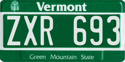 VT license plate ZXR693