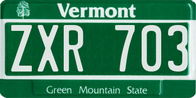 VT license plate ZXR703