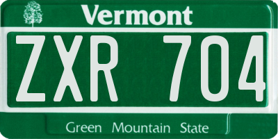 VT license plate ZXR704