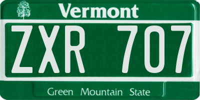 VT license plate ZXR707