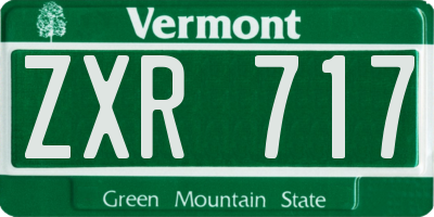 VT license plate ZXR717