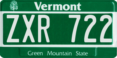 VT license plate ZXR722