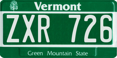 VT license plate ZXR726