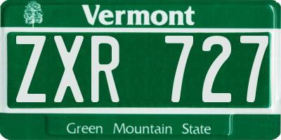 VT license plate ZXR727