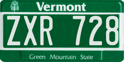 VT license plate ZXR728