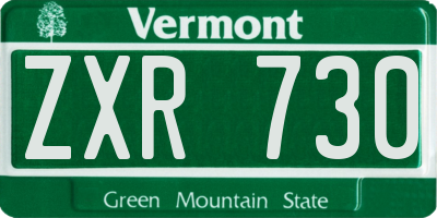 VT license plate ZXR730
