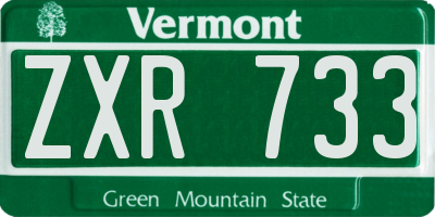 VT license plate ZXR733