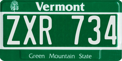 VT license plate ZXR734