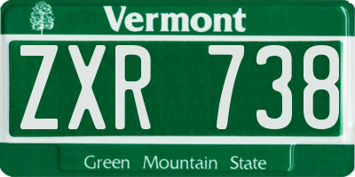 VT license plate ZXR738