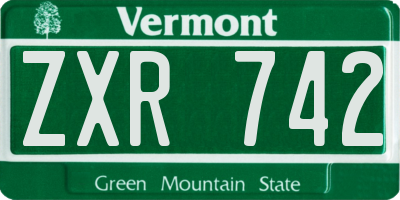 VT license plate ZXR742