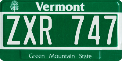 VT license plate ZXR747