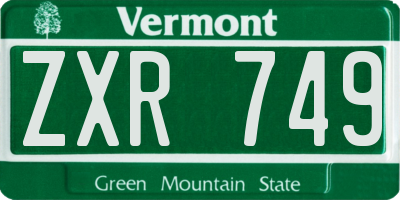 VT license plate ZXR749