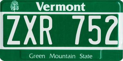 VT license plate ZXR752