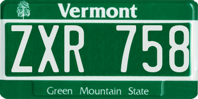VT license plate ZXR758