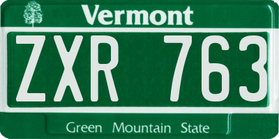 VT license plate ZXR763
