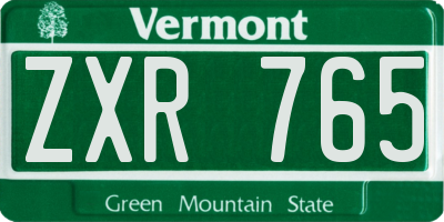 VT license plate ZXR765