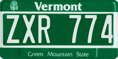 VT license plate ZXR774