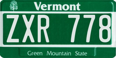 VT license plate ZXR778