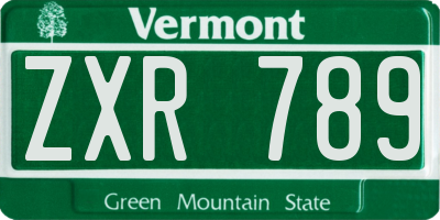 VT license plate ZXR789
