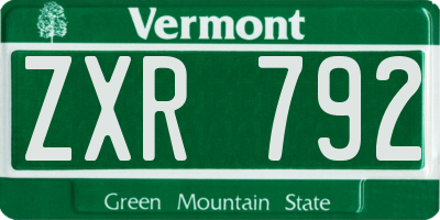 VT license plate ZXR792