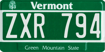 VT license plate ZXR794
