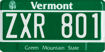 VT license plate ZXR801